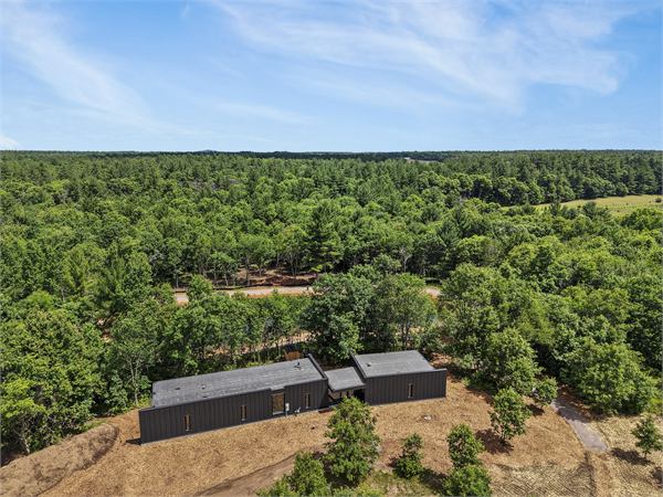 Aerial view of The Ridge and Oak and Ember wooded acreage