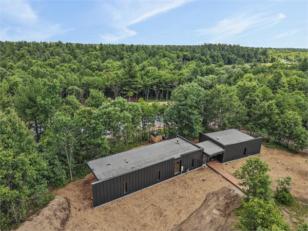 Aerial view of The Ridge and Oak and Ember wooded acreage