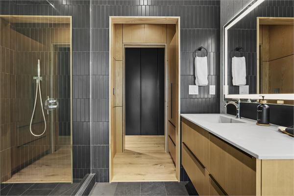 The Ridge full bathroom with modern vanity and walk-in shower